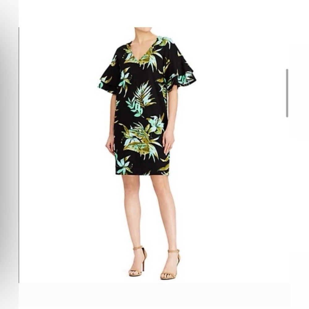 Polo by Ralph Lauren Black and Green Floral Dress